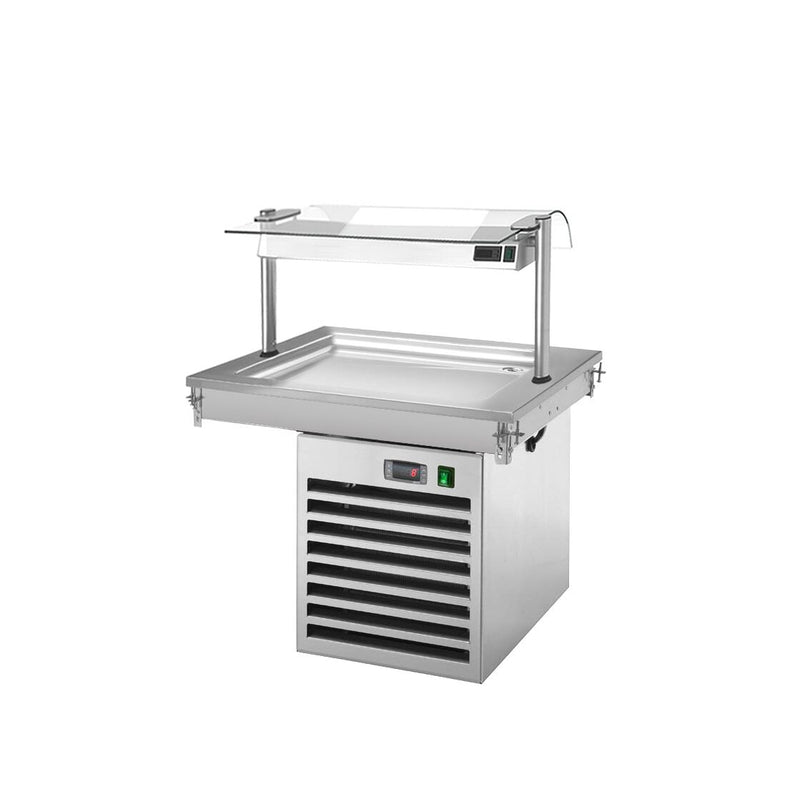 Płyta chłodnicza wbudowana - 0,8m - +2 ~ +8 °C - 2x GN 1/1 - ze szklaną ochroną przed kaszlem