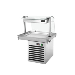 Płyta chłodnicza wbudowana - 0,8m - +2 ~ +8 °C - 2x GN 1/1 - ze szklaną ochroną przed kaszlem