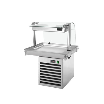 Płyta chłodnicza wbudowana - 0,8m - +2 ~ +8 °C - 2x GN 1/1 - ze szklaną ochroną przed kaszlem - Prime Gastro