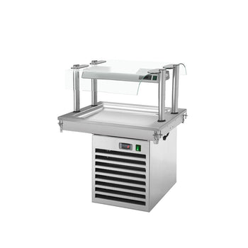 Płyta chłodnicza wbudowana - 0,8m - +2 ~ +8 °C - 2x GN 1/1 - ze szklaną ochroną przed kaszlem - Prime Gastro