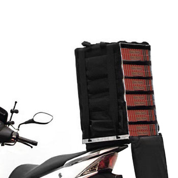 Torba na pizzę / izolowana torba na skuter - na 12 pudełek do pizzy 33x33cm - czarna - Prime Gastro