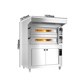 Elektryczny piec do pizzy - 9+9x 33cm - Manualny - włącznie z okapem & garownikiem - Prime Gastro