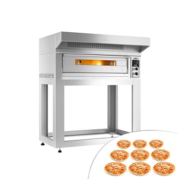 Elektryczny piec do pizzy - 9 x 33 cm - Manualny - włącznie z okapem & ramą podstawy - Prime Gastro