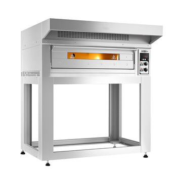 Elektryczny piec do pizzy - 9 x 33 cm - Manualny - włącznie z okapem & ramą podstawy - Prime Gastro