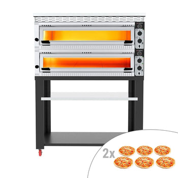 Elektryczny piec do pizzy - 6+6x 34cm - Manualny - włącznie z okapem & podstawą - Prime Gastro