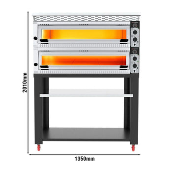 Elektryczny piec do pizzy - 6+6x 34cm - Manualny - włącznie z okapem & podstawą - Prime Gastro