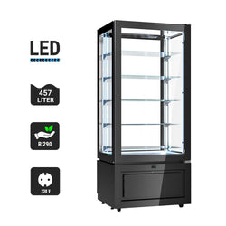 Witryna panoramiczna - 457 litrów - 800 mm - 5 półek - Czarny