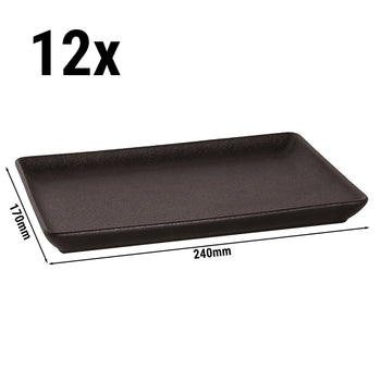(12 sztuk) UNIVERSE - Talerz Maastricht - Prostokątny - 240x170mm - Czarny - Prime Gastro