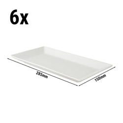 (6 sztuk) WHITE DELIGHT - Talerz - 285x150mm - Biały