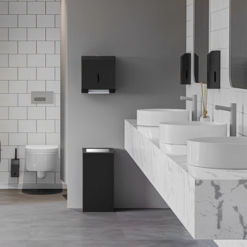 Dozownik ręczników papierowych z czujnikiem - do rolek materiałowych - stal nierdzewna - czarny - Prime Gastro