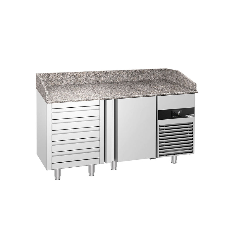 Stół chłodniczy do pizzy PREMIUM - 1550x800 mm - z 1 drzwiami i 5 szufladami