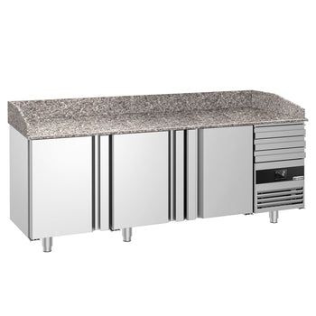 Stół chłodniczy do pizzy PREMIUM - 2150x800 mm - z 3 drzwiami i 3 szufladami - Prime Gastro