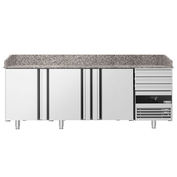 Stół chłodniczy do pizzy PREMIUM - 2150x800 mm - z 3 drzwiami i 3 szufladami - Prime Gastro