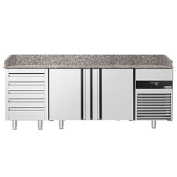 Stół chłodniczy do pizzy PREMIUM - 2100x800 mm - z 2 drzwiami & 5 szufladami
