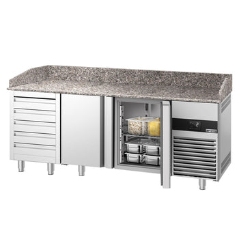 Stół chłodniczy do pizzy PREMIUM - 2100x800 mm - z 2 drzwiami & 5 szufladami - Prime Gastro
