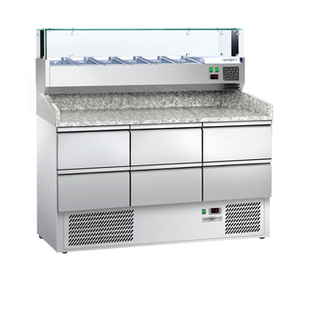 Stół chłodniczy do pizzy ECO - 1400x700mm - z 6 szufladami 1/2 - Prime Gastro
