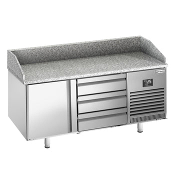 Stół chłodniczy do pizzy PREMIUM PLUS - 1490x700 mm - z 1 drzwiami & 3 szufladami - Prime Gastro