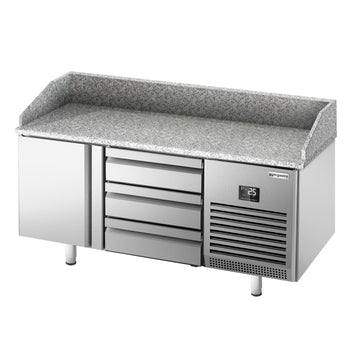 Stół chłodniczy do pizzy PREMIUM PLUS - 1490x700 mm - z 1 drzwiami & 3 szufladami - Prime Gastro