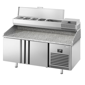 Stół chłodniczy do pizzy Premium PLUS - 1783x800mm - z 2 drzwiami - włącznie z witryną chłodniczą nadstawną - 6x GN 1/3 - Prime Gastro