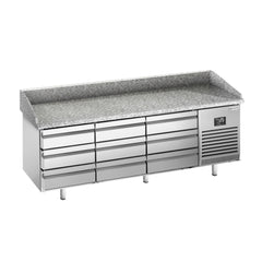 Refrigerated pizza table PREMIUM PLUS - 1980x700mm - with 9 drawers