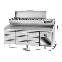 With a top-mounted refrigerated display case - stainless steel cover