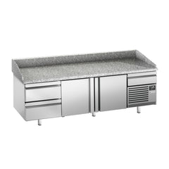 Refrigerated pizza table PREMIUM PLUS - 2305x800 mm - with 2 doors & 2 drawers