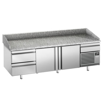 Stół chłodniczy do pizzy PREMIUM PLUS - 2305x800 mm - z 2 drzwiami & 2 szufladami - Prime Gastro