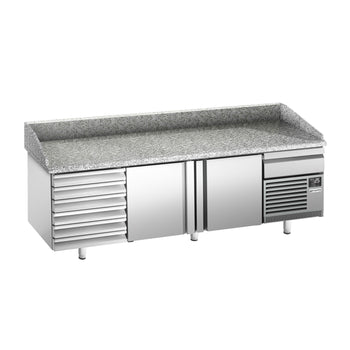 Stół chłodniczy do pizzy PREMIUM PLUS - 2305x800 mm - z 2 drzwiami & 6 szufladami - Prime Gastro