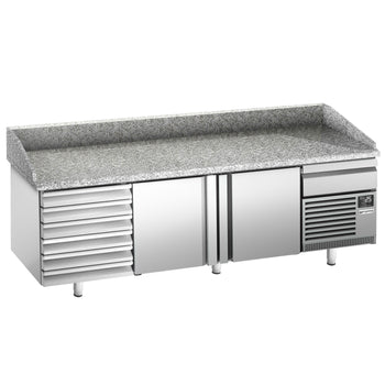 Stół chłodniczy do pizzy PREMIUM PLUS - 2305x800 mm - z 2 drzwiami & 6 szufladami - Prime Gastro