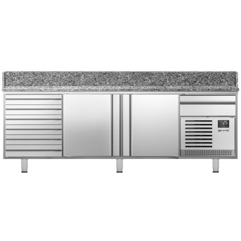 Stół chłodniczy do pizzy PREMIUM PLUS - 2305x800 mm - z 2 drzwiami & 6 szufladami - Prime Gastro