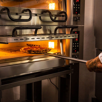 Elektryczny piec do pizzy Power - 6+6 34cm - Cyfrowy - włącznie z okapem, ramą podstawy i zestawem kółek - Prime Gastro