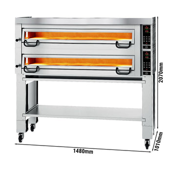 Elektryczny piec do pizzy Power - 6+6 34cm - Cyfrowy - włącznie z okapem, ramą podstawy i zestawem kółek