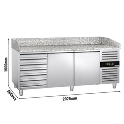 Stół chłodniczy do pizzy ECO - 2000x800mm - z 2 drzwiami i 7 szufladami