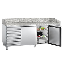 Stół chłodniczy do pizzy ECO - 2000x800mm - z 2 drzwiami i 7 szufladami