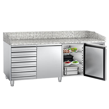 Stół chłodniczy do pizzy ECO - 2000x800mm - z 2 drzwiami i 7 szufladami - Prime Gastro