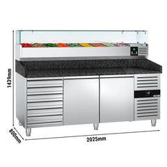 With a top-mounted refrigerated display case - glass