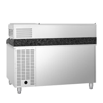 Stół chłodniczy do pizzy PREMIUM - 1500x800mm - z 2 drzwiami - włącznie z witryną chłodniczą nadstawną - 7x GN 1/4 - Prime Gastro