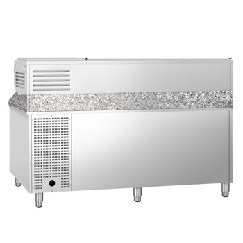 Stół chłodniczy do pizzy PREMIUM - 2000x800mm - z 2 drzwiami i 7 szufladami - włącznie z witryną chłodniczą nadstawną - 9x GN 1/3 - Prime Gastro