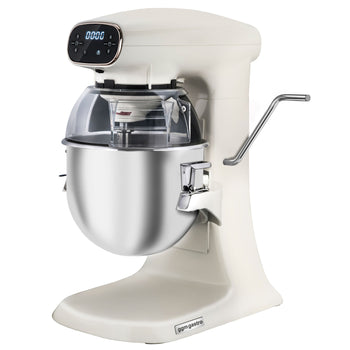 Mikser planetarny - 12 litrów - 880 W - z wyświetlaczem, oświetleniem & 3 nasadkami mieszającymi - jasna kość słoniowa - Prime Gastro