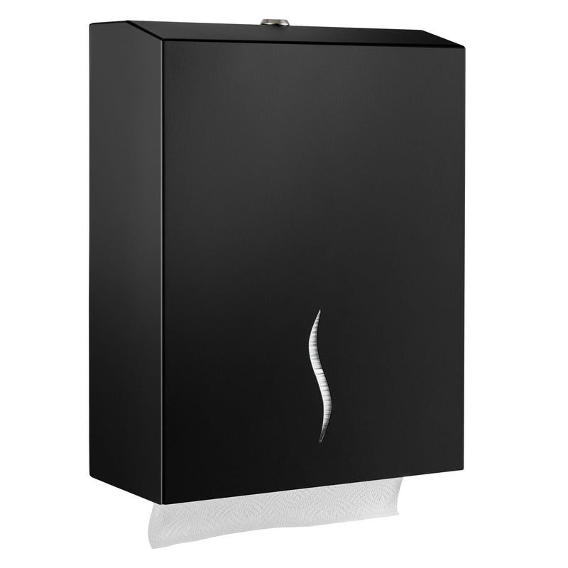 Podajnik ręczników papierowych - na 800 ręczników - stal nierdzewna - czarny