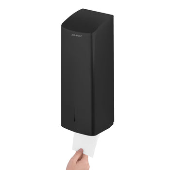 Dozownik papieru toaletowego AIR-WOLF | - do 750 pojedynczych arkuszy - stal nierdzewna - czarny matowy - Prime Gastro