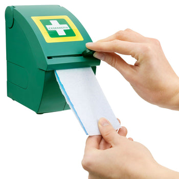 Dozownik gipsu z niebieskim samoprzylepnym bandażem - z trzema rolkami uzupełniającymi - Prime Gastro