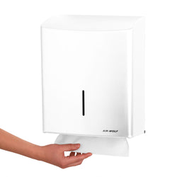 AIR - WOLF | Dozownik ręczników papierowych - na 600 ręczników - Stal nierdzewna - Biały