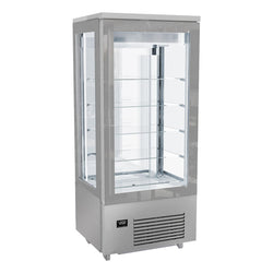 Witryna mroźnicza panoramiczna - 400 litrów - 800 mm - 5 półek - srebrna