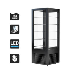 Witryna panoramiczna - 440 litrów - 670 mm - 5 półek - Czarny