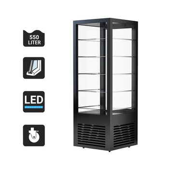 Witryna panoramiczna - 440 litrów - 670 mm - 5 półek - Czarny - Prime Gastro