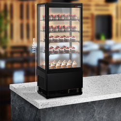 Panoramiczna witryna stołowa - 98 litrów - 420 mm - z 4 półkami - czarna