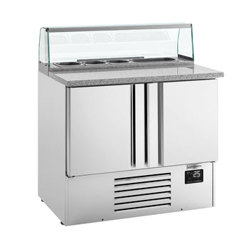 Stół Sałatkowy Premium PLUS - 978 mm - 2 drzwi - ze szklaną nadstawką dla 5x GN 1/6 - Prime Gastro