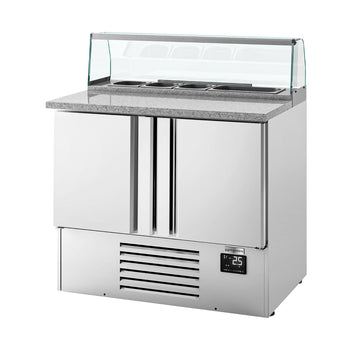 Stół Sałatkowy Premium PLUS - 978 mm - 2 drzwi - ze szklaną nadstawką dla 5x GN 1/6 - Prime Gastro