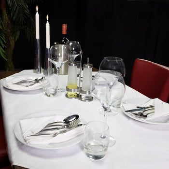 (30 sztuk) Obrus na stół Damasceński Porto - gładka satyna - 130 x 130 cm - biały - Prime Gastro